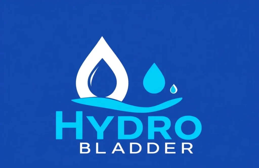 Hydro Bladder company logo on blue background